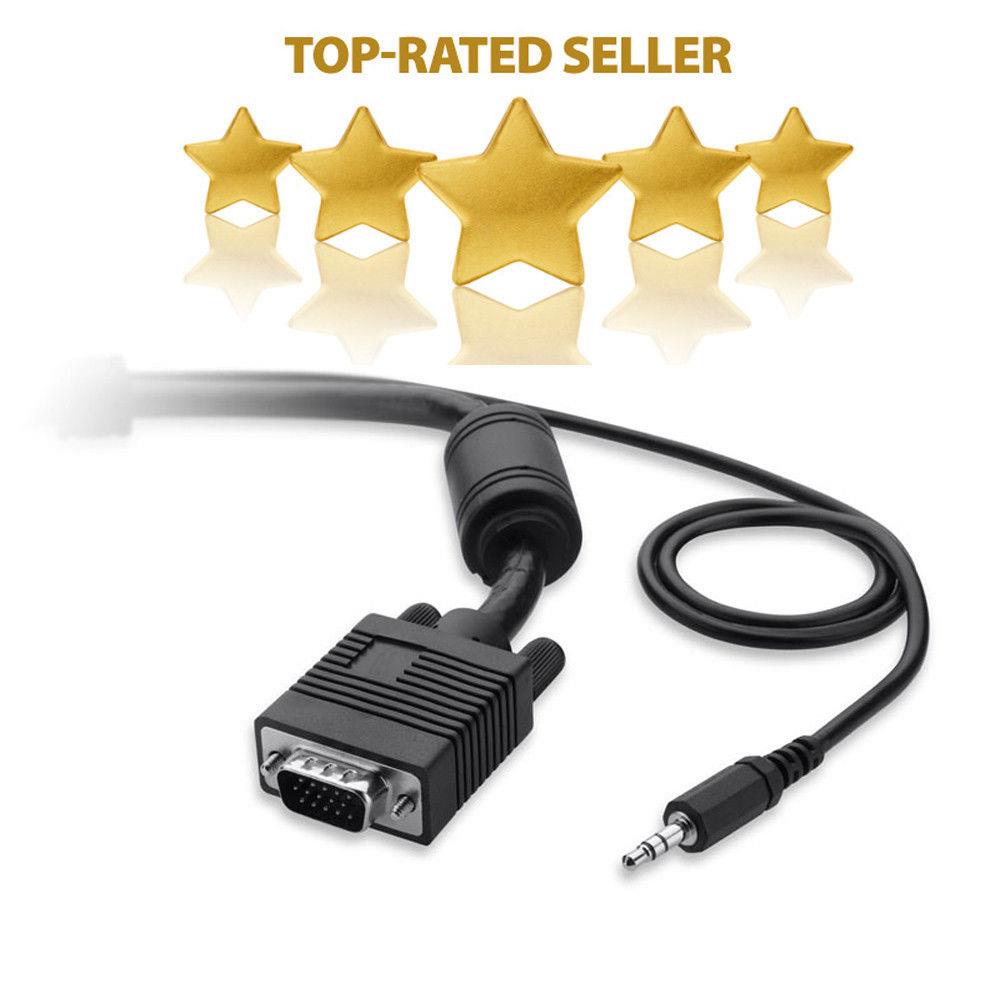 SUPER VGA + Audio 3.5mm Monitor Cable Male 6FT HD15 PIN SVGA