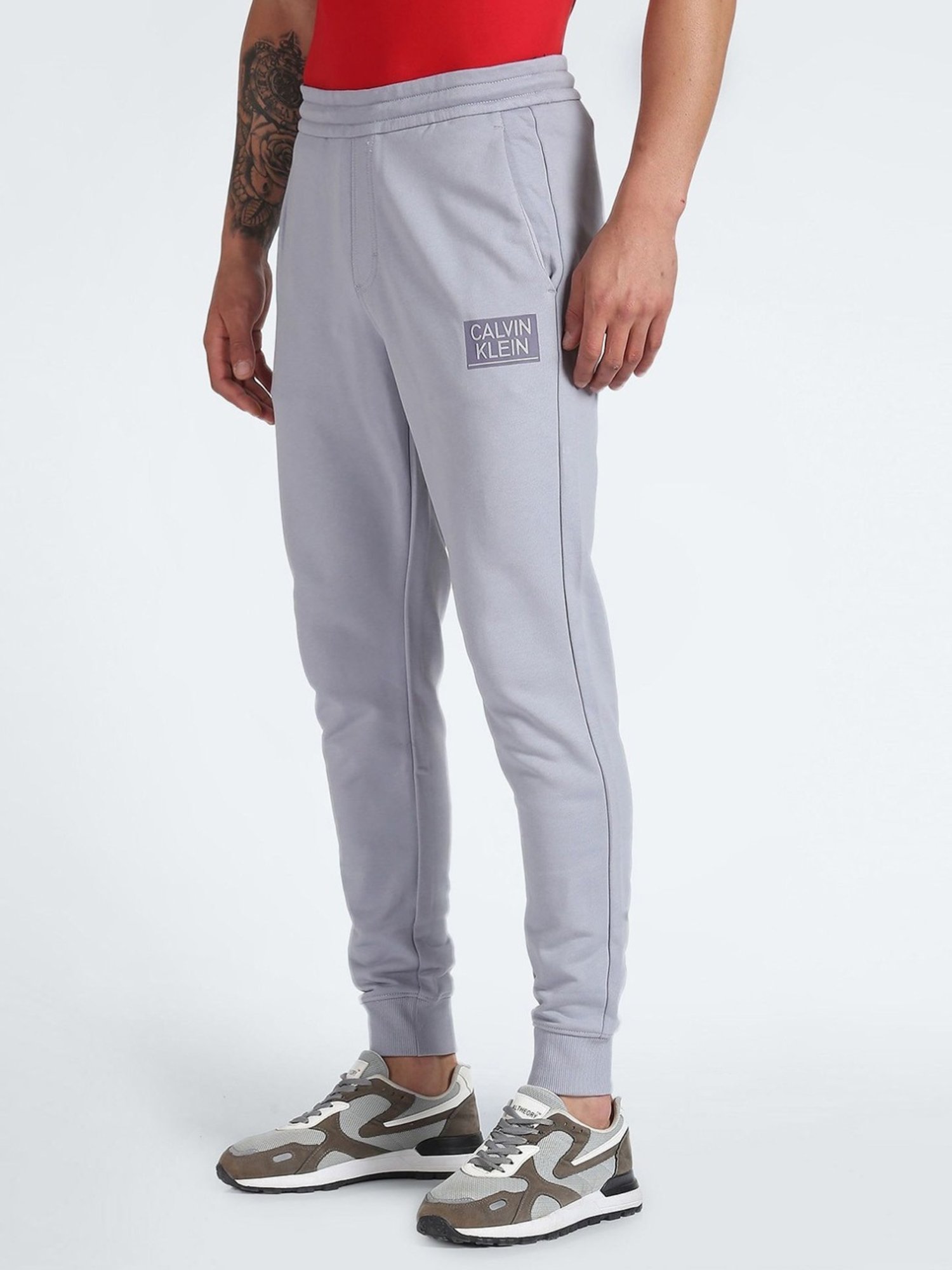 Calvin Klein Dapple Grey Cotton Regular Fit Joggers