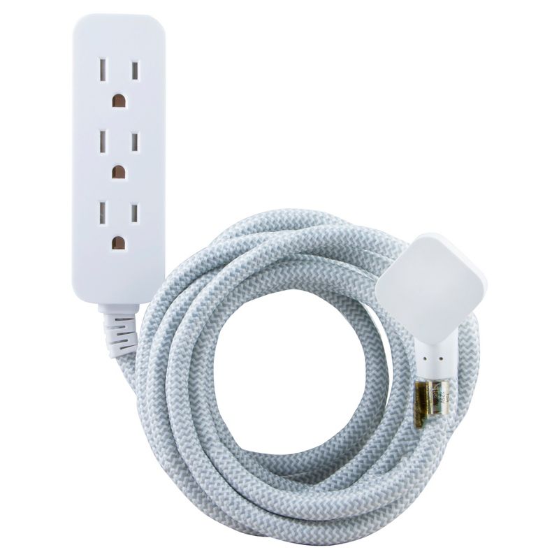 Cordinate 10&#39; Outlet Extension Cord Gray/White