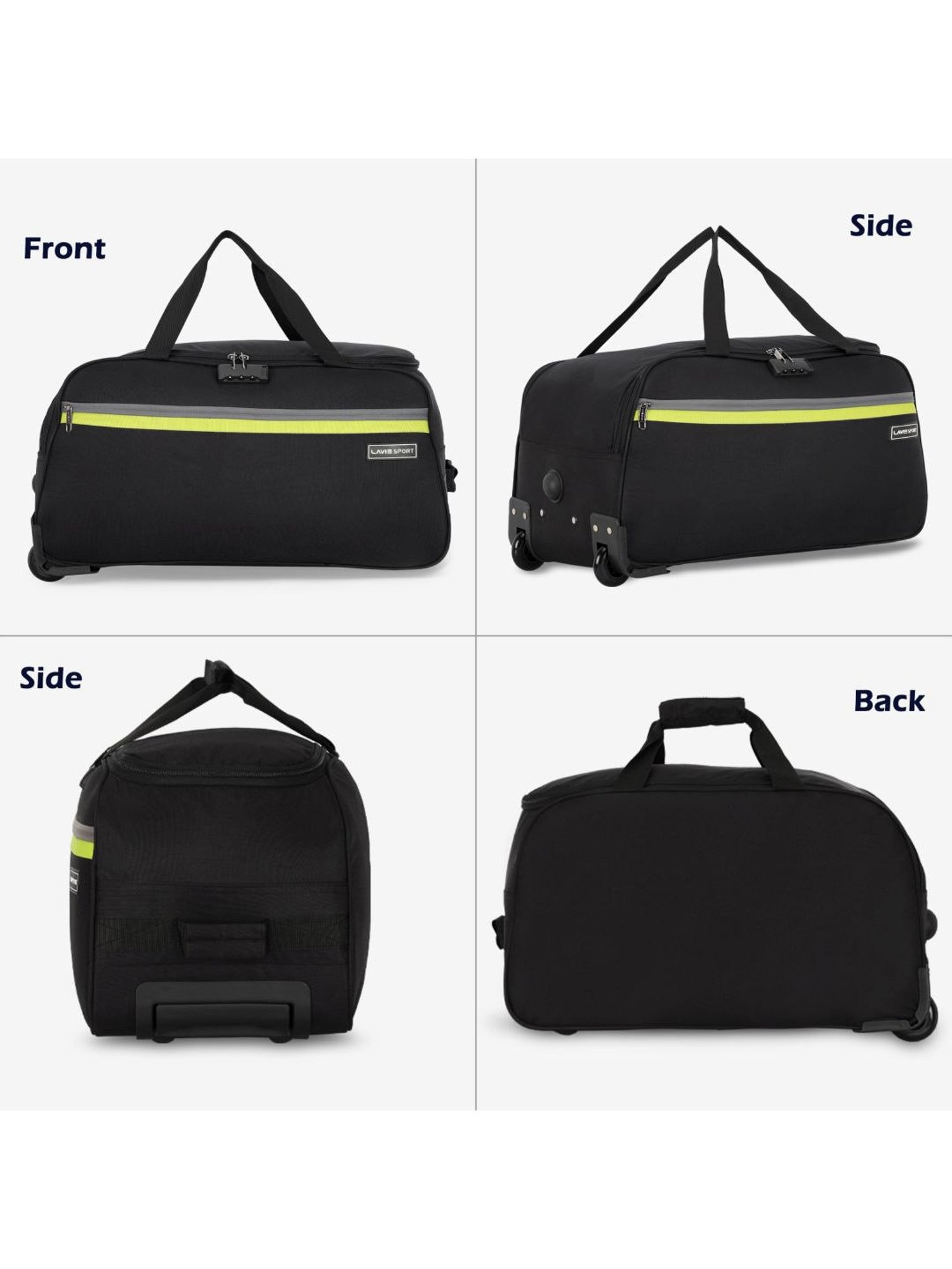 Lavie Sport Large Size 63 cms Victor Combi Anti-theft Wheel Duffle Bag (Black)