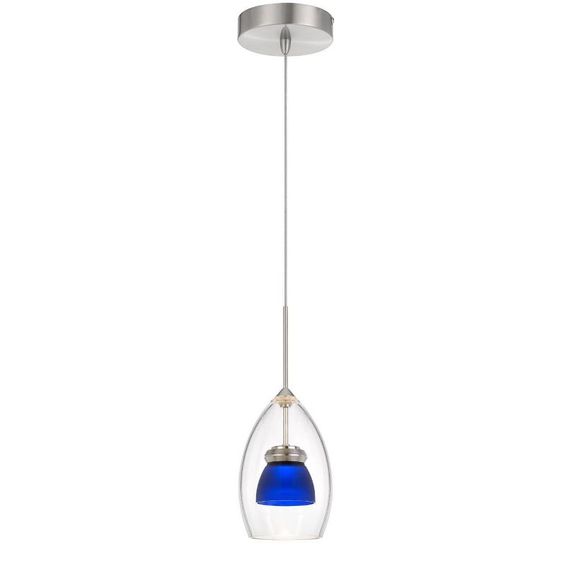 4.25" Integrated LED Dimmable Double Glass Mini Pendant Frosted Clear and Blue - Cal Lighting