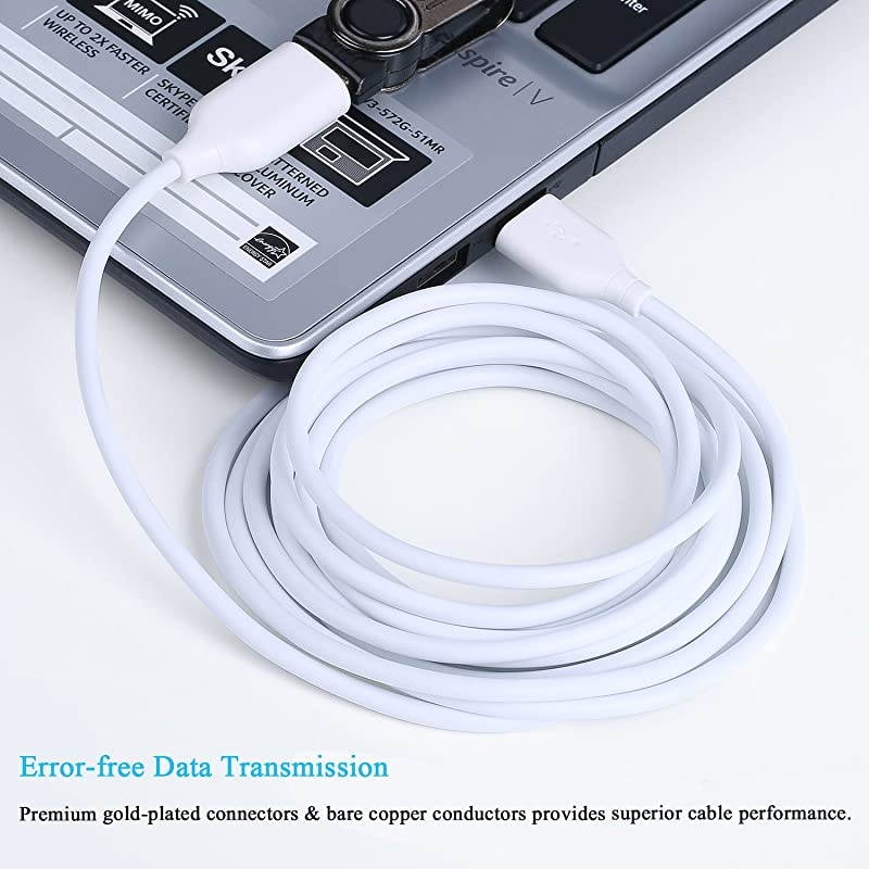 USB Extension Cable 10 ft  2 Pack Extra Long USB 20 Extension Cable A Male to A Female Cords for Keyboard Mouse Black White