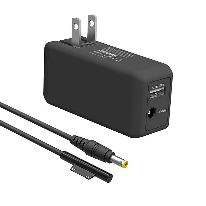 Microsoft Surface Pro Charger 65W Portable Mini Charger for Microsoft Surface Pro 3 4 5 6 2017 TabletSurface LaptopSurface BookSurface Go W 66ft Power Cord USB Charging Port