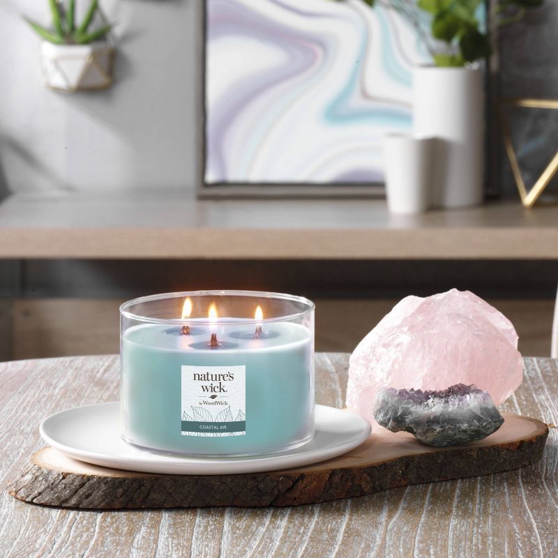 18oz Lidded Glass Jar Crackling Wooden 3-Wick Coastal Air Candle - Nature's Wick