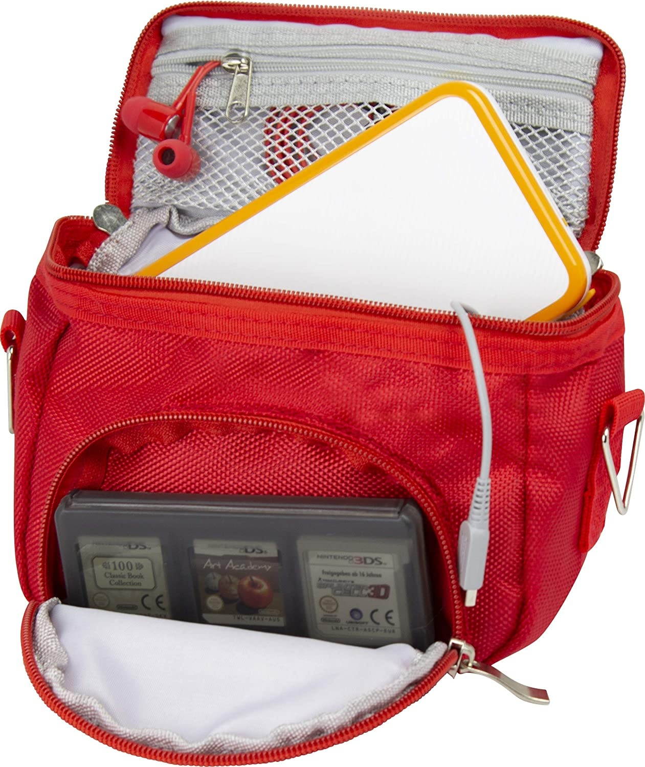G-HUB Game & Console Travel Bag for Nintendo DS (Fits all Foldable Screen Versions including: Original DS / DSi / DS Lite / 3DS / 3DS XL / New 3DS / New 3DS XL) Red