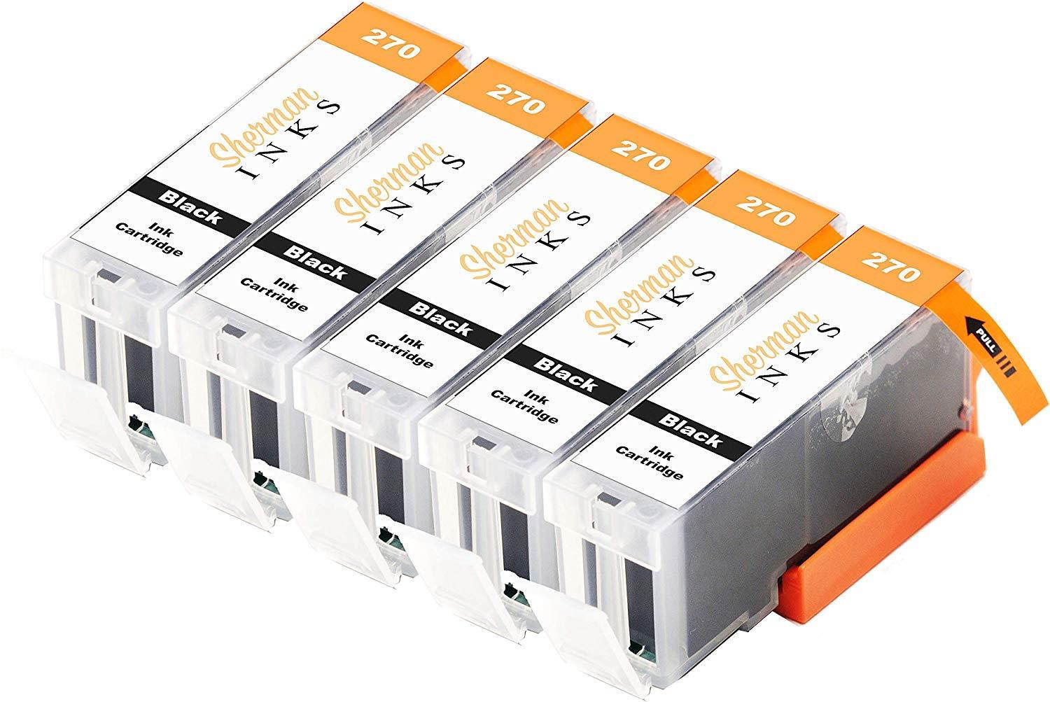 Sherman Replacement Ink Cartridge 5 Black PGI-270XL 270 XL Cartridges for Canon PIXMA MG7700 PIXMA MG7720 PIXMA TS8020 PIXMA TS9020
