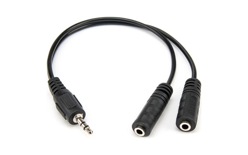Rocstor Premium Slim Stereo Splitter Cable - 3.5mm Male to 2X 3.5mm Female - 1 x Mini-Phone Male St