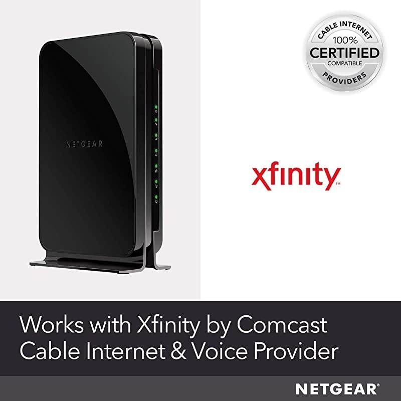 Cable Modem with Voice CM500V - For Xfinity by Comcast Internet & Voice | Supports Cable Plans Up to 300 Mbps | 2 Phone lines | DOCSIS 3.0, Black, 16x4 w/ Voice (CM500V-100NAS)