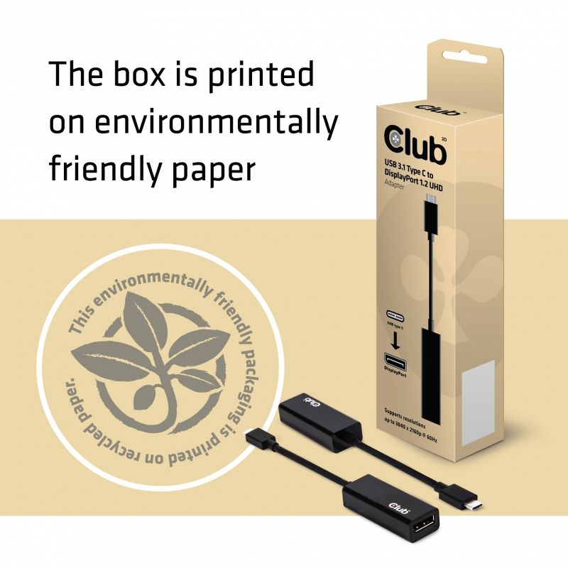 Club 3D USB 3.1 Type-C to DisplayPort 1.2 4K60Hz UHD Adapter