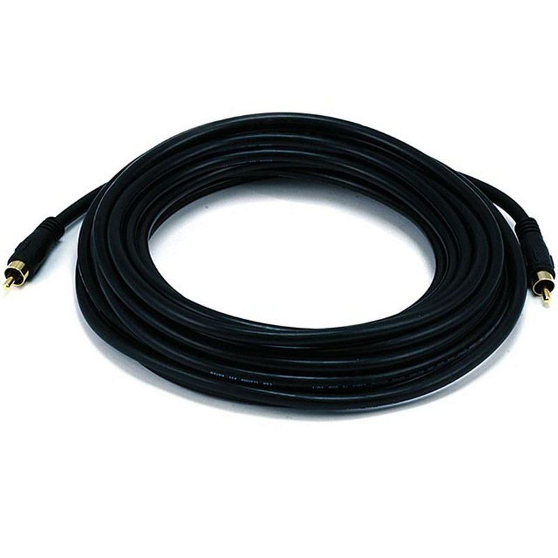 Monoprice Audio/Video Coaxial Cable - 25 Feet - Black | RCA Male/Male RG-59U 75ohm (for S/PDIF Digital Coax Subwoofer & Composite Video)