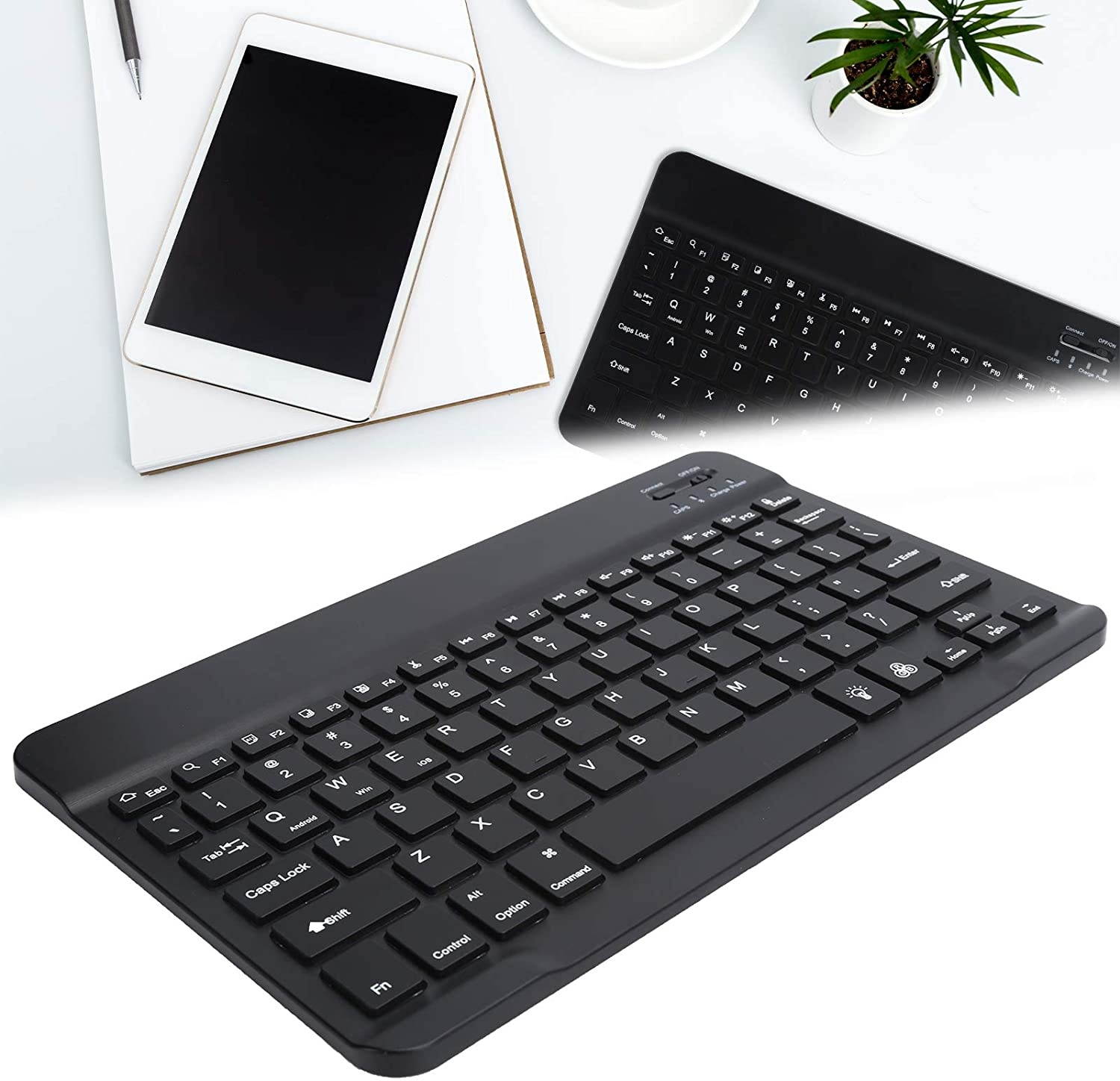 Bluetooth Keyboard, Ultra?Thin Keyboard ABS with Colorful Backlight for Android for Windows for iOS