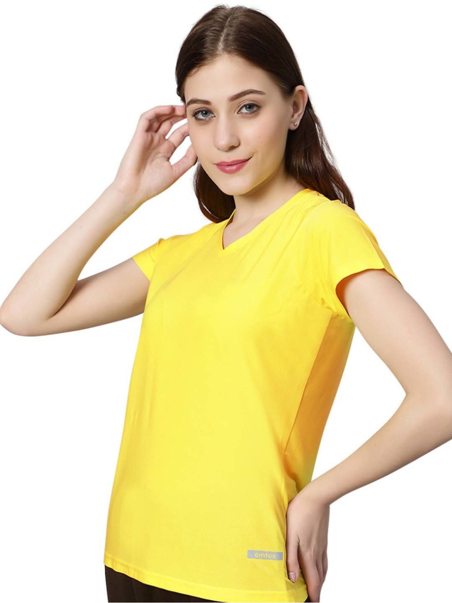 Omtex Yellow Regular Fit Sports T-Shirt