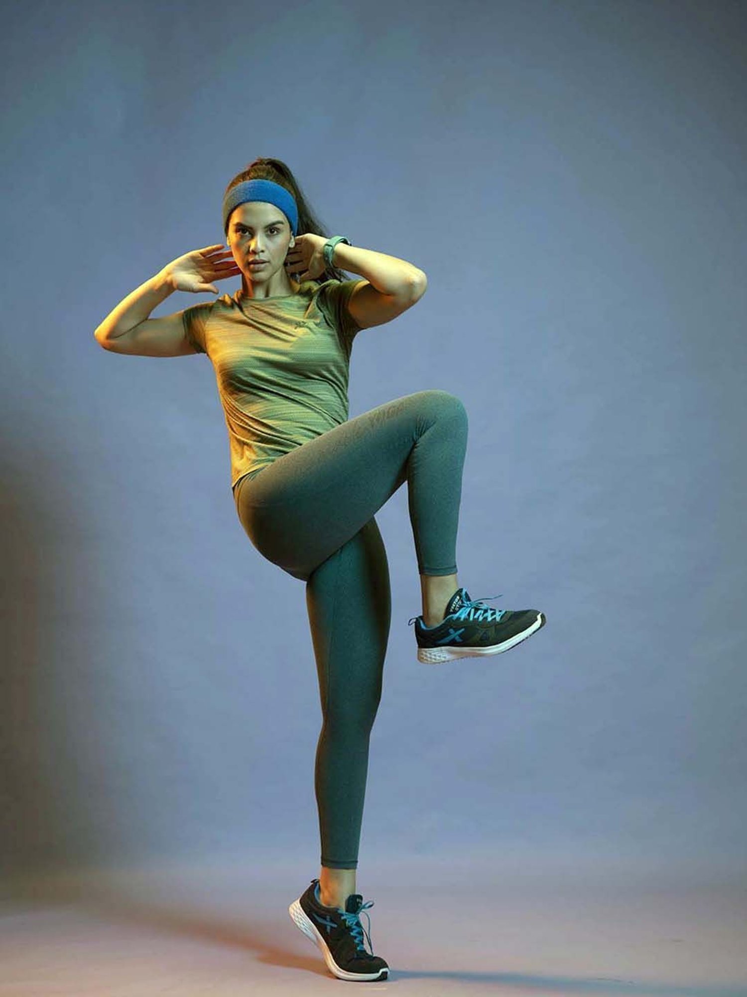 Lyra Green Self Pattern Sports T-Shirt