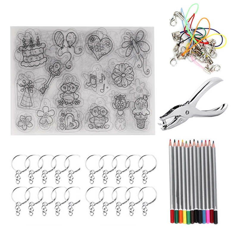 DIY Shrink Film Set Manual Shrinky Art Paper Shrink Film Set Making Toys Making Jewellery for Making Key Chains Gift Children