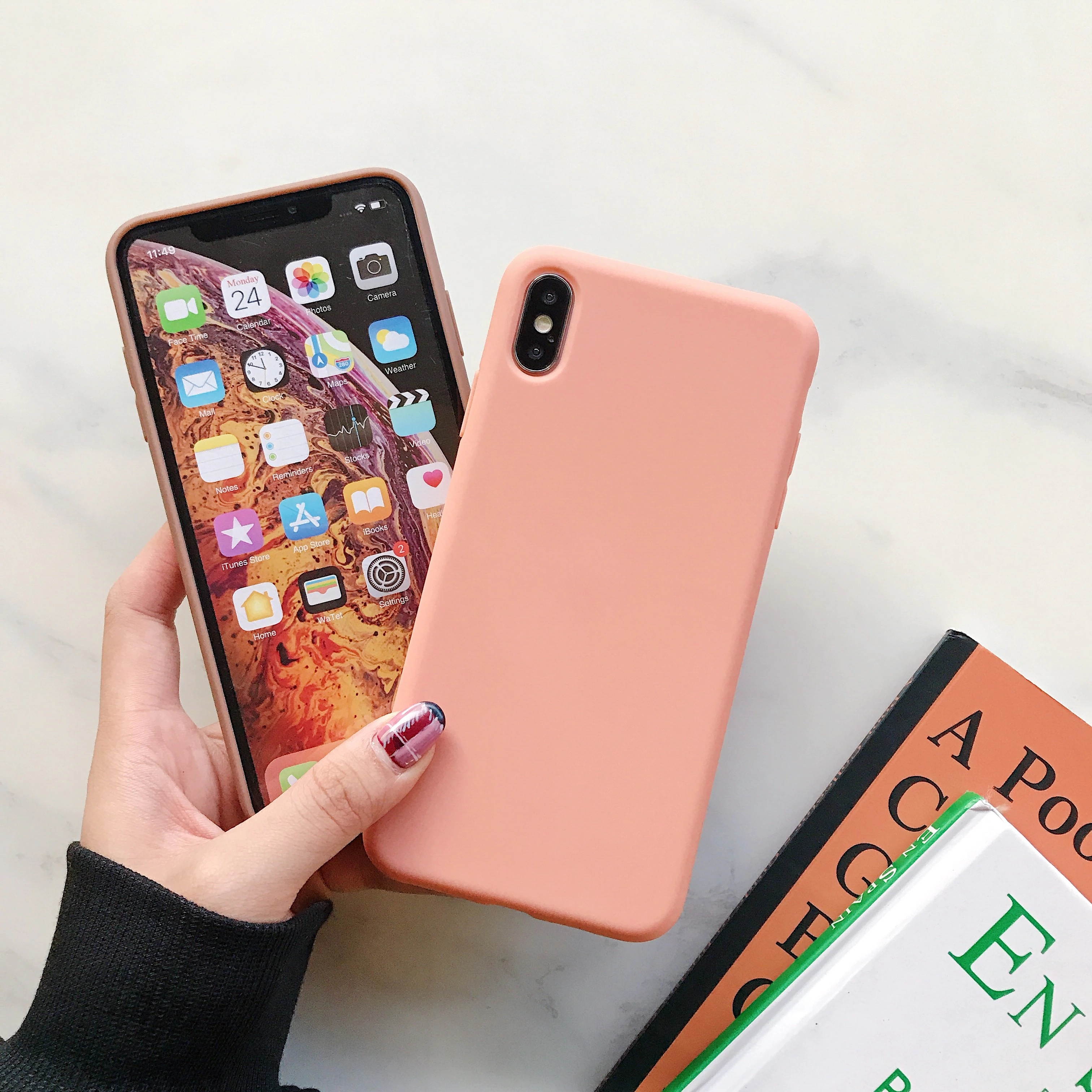 Color Candy Case for iPhone 12 11 Pro Max Ultra Thin Soft Tpu Back Phone Cover for iPhone X XR XS Max 6 6s 7 8 Plus Se Case