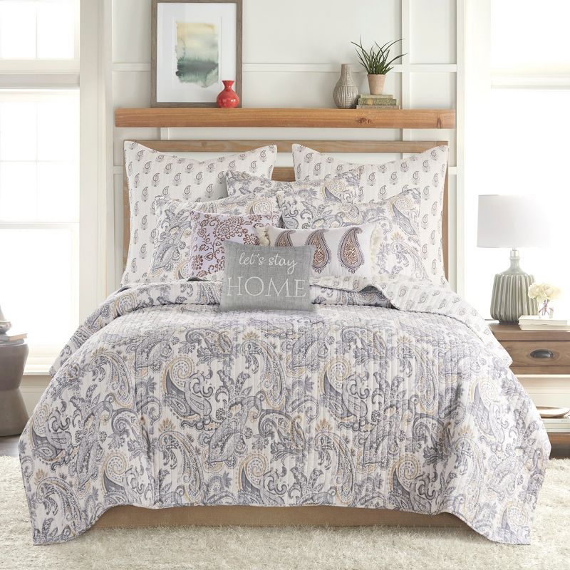 Maribelle Paisley Euro Sham Set of 2 Grey - Levtex Home