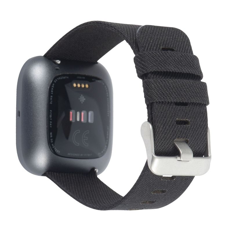 Insten Canvas Woven Fabric Band for Fitbit Versa 2 / 1 / Lite / SE, Replacement Strap, Black