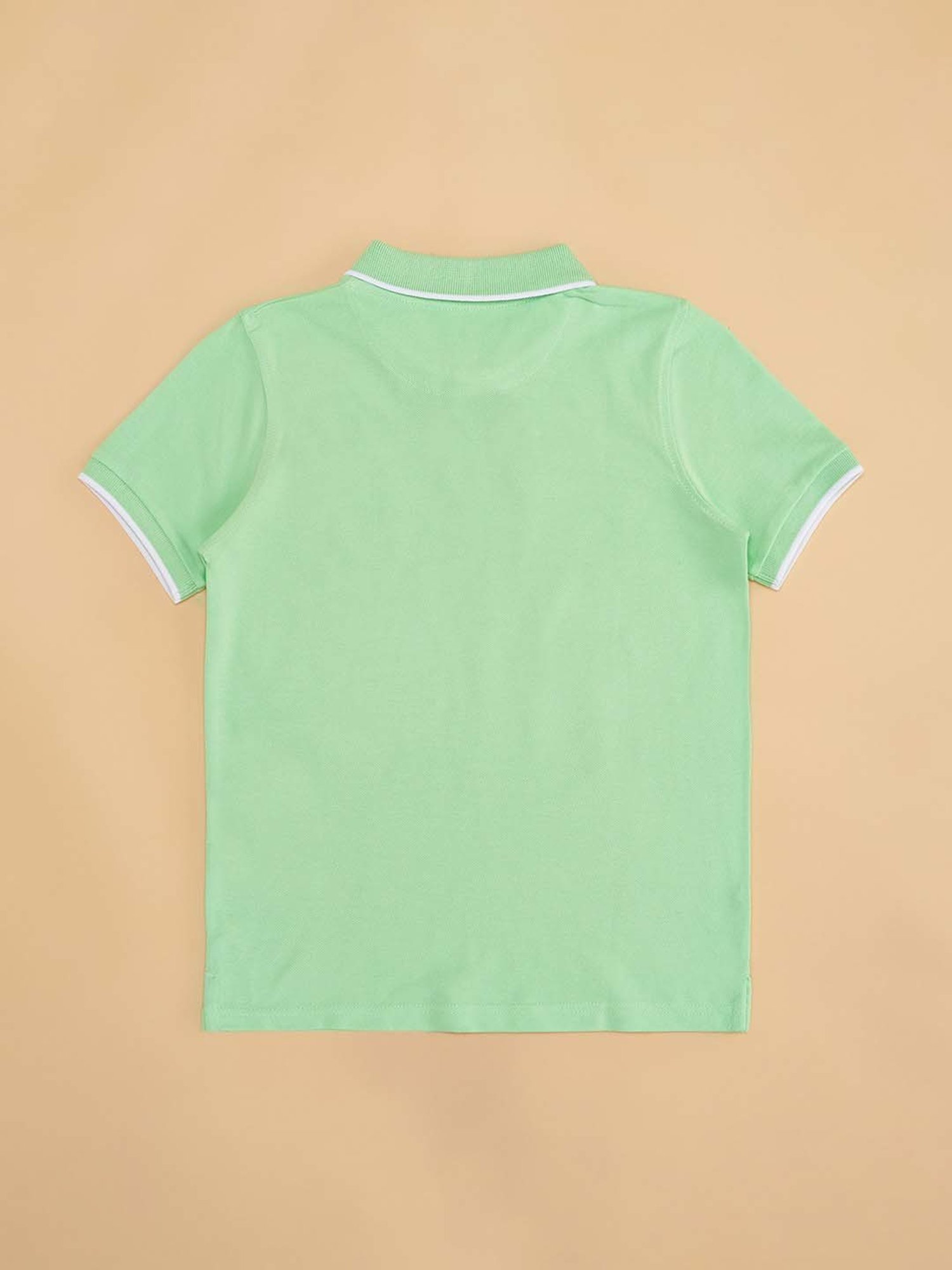 Pantaloons Junior Kids Apple Green Cotton Logo Polo T-Shirt