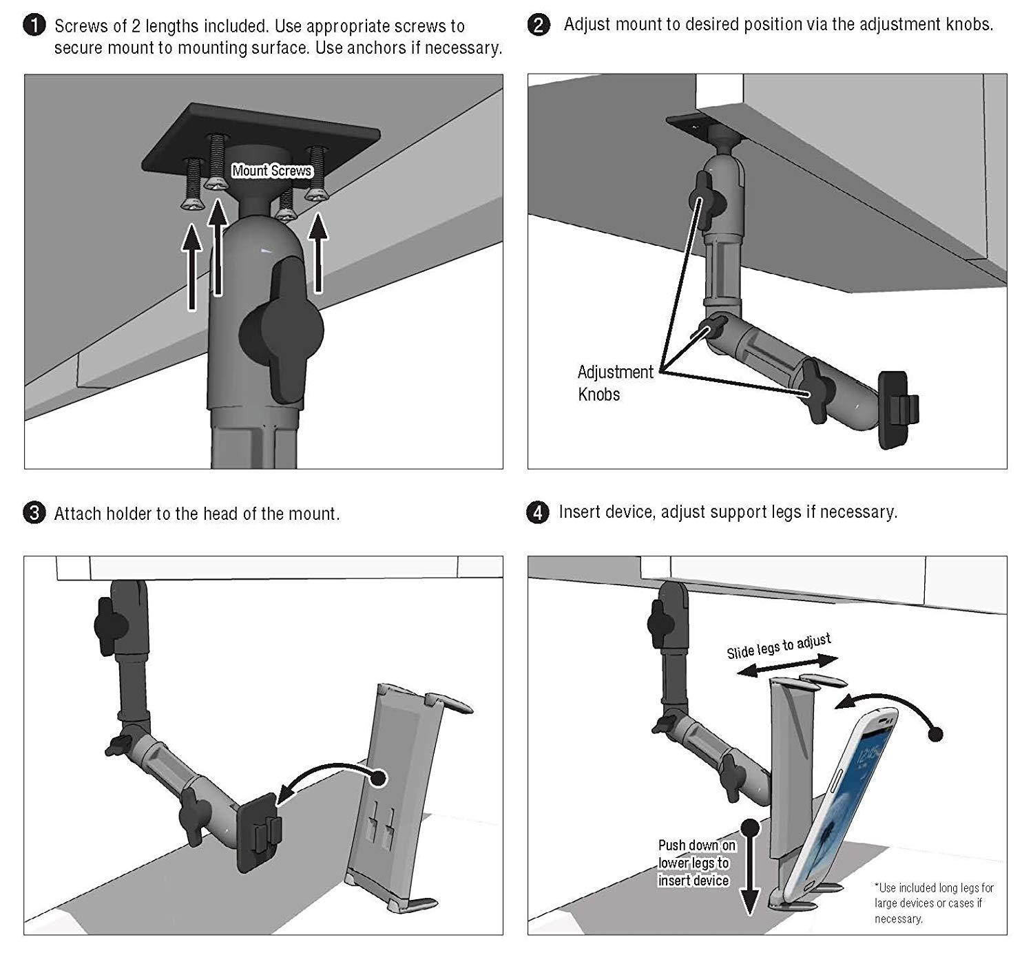 ARKON Heavy Duty Midsize Tablet Drill Base Mount for Galaxy Tab 4 3 7.0 8.0 Tab S iPad Mini Retail Black (SM6HD006)