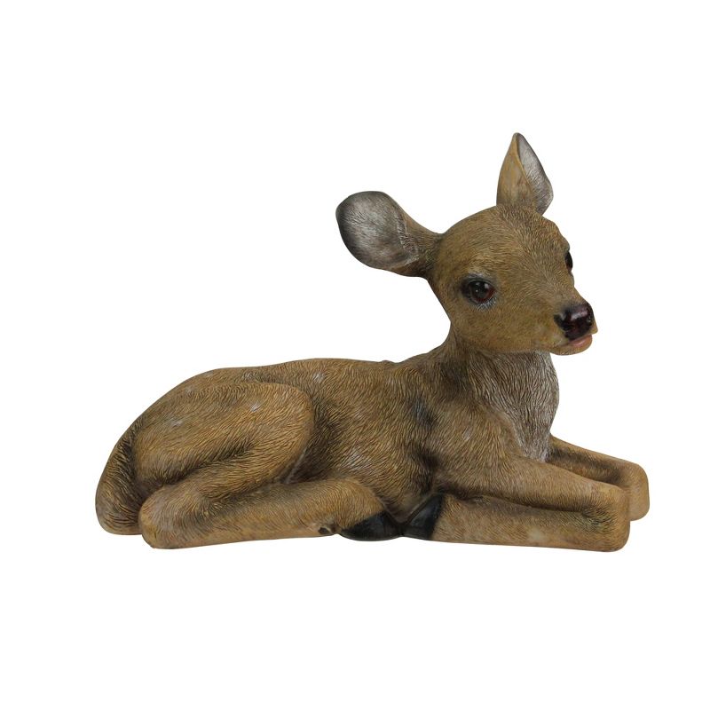 Roman Set of 2 Brown and Black Resting Fawn Deer Christmas Table Top Figures 6.5"