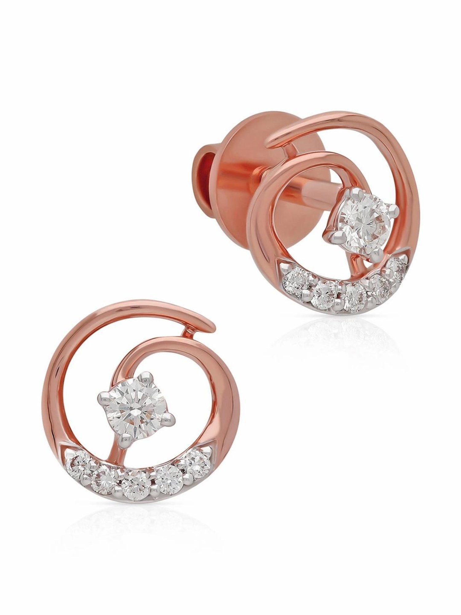 Malabar Gold and Diamonds 18k IGI Certified Diamond Rose Gold Stud Earrings for Women