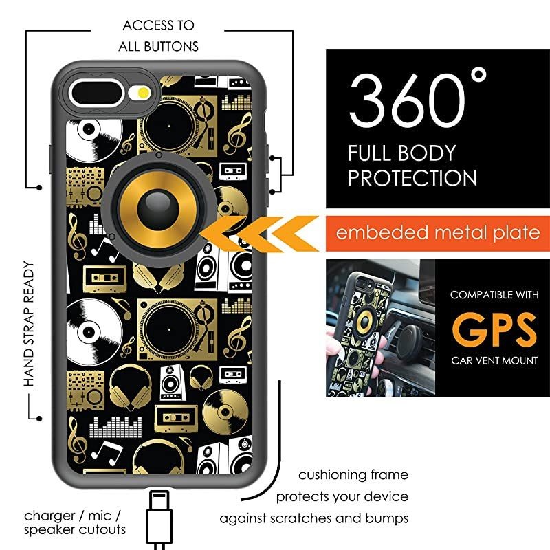 Designer Revolver M Series Camera Kit: 6 in 1 Lens with Case for iPhone 7 Plus / 8 Plus - 2X Telephoto Lens, Macro, Super Macro Lens, Wide Angle Lens (Audio Elements)