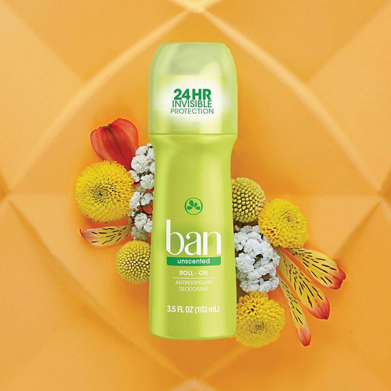 Ban Roll-On Unscented Antiperspirant &#38; Deodorant for Women and Men - 3.5oz