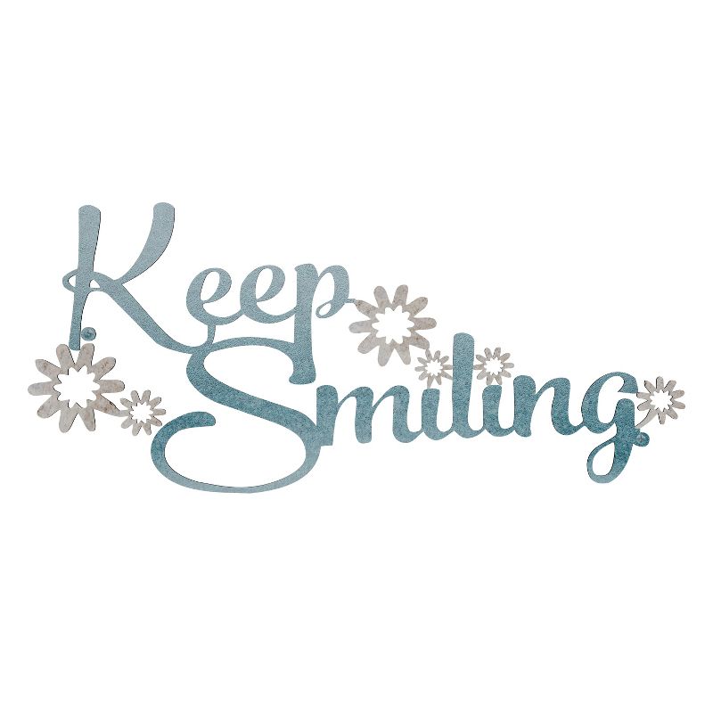 "Keep Smiling" Decorative Wall Metal Cutout Sign Teal Nights - Lavish Home