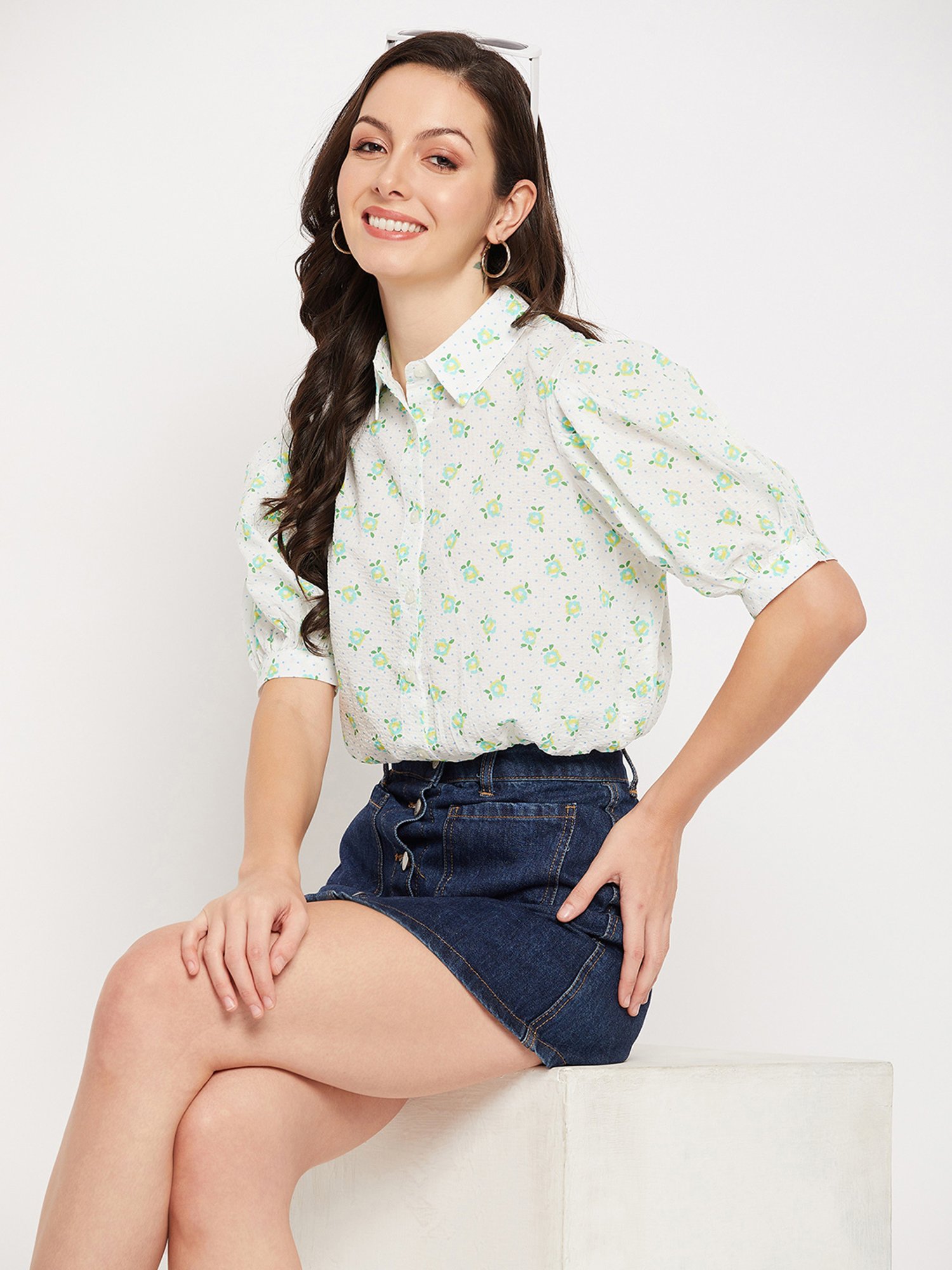 Camla White Floral Print Shirt