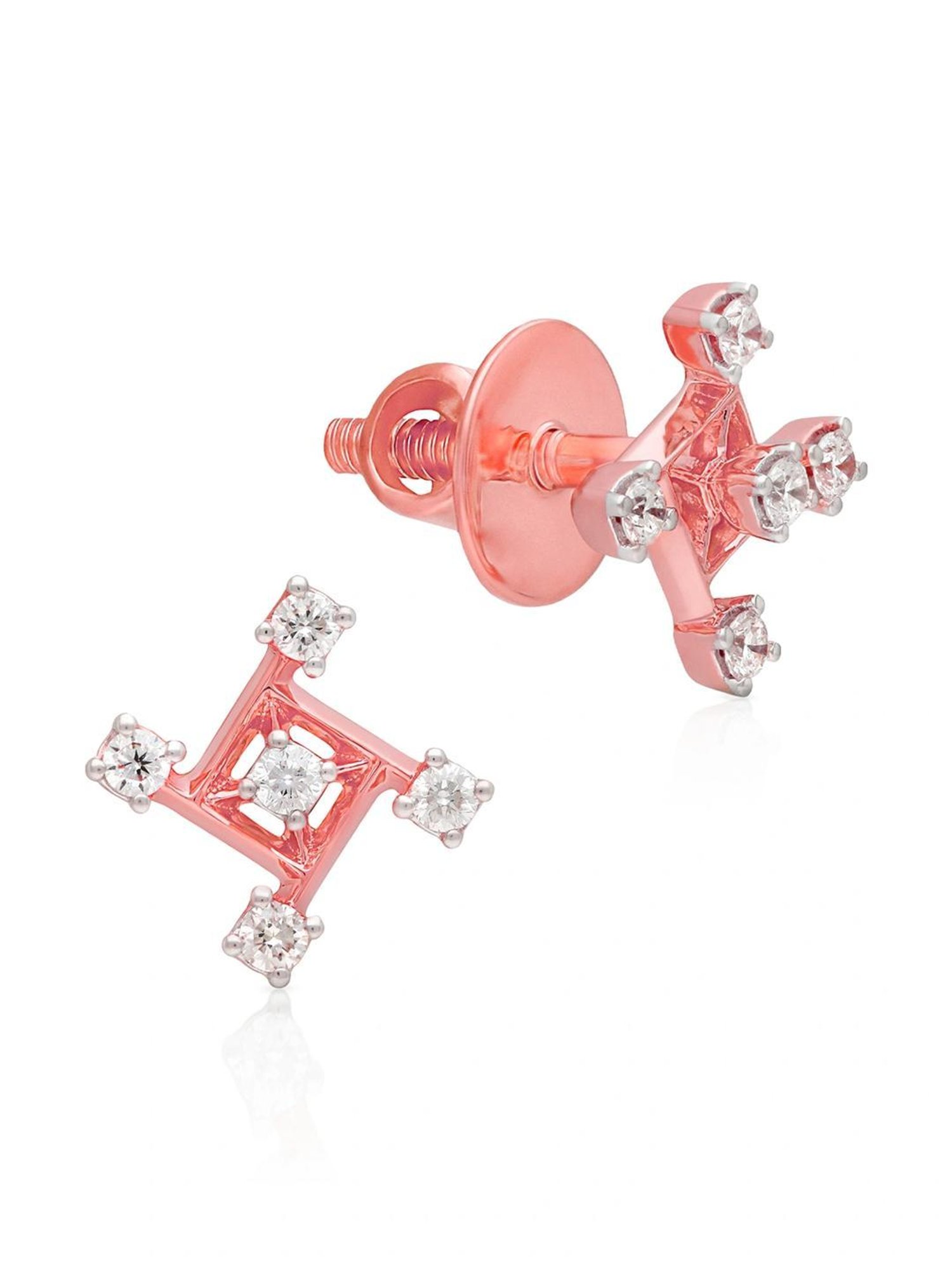 Malabar Gold and Diamonds 18k IGI Certified Diamond Rose Gold Stud Earrings for Women