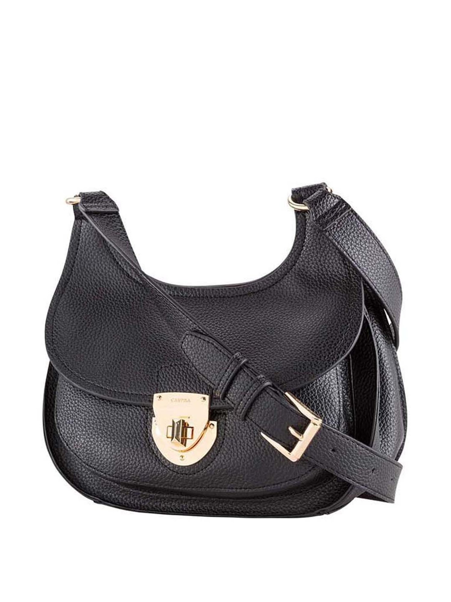 CARPISA Wish Black Solid Medium Sling Handbag