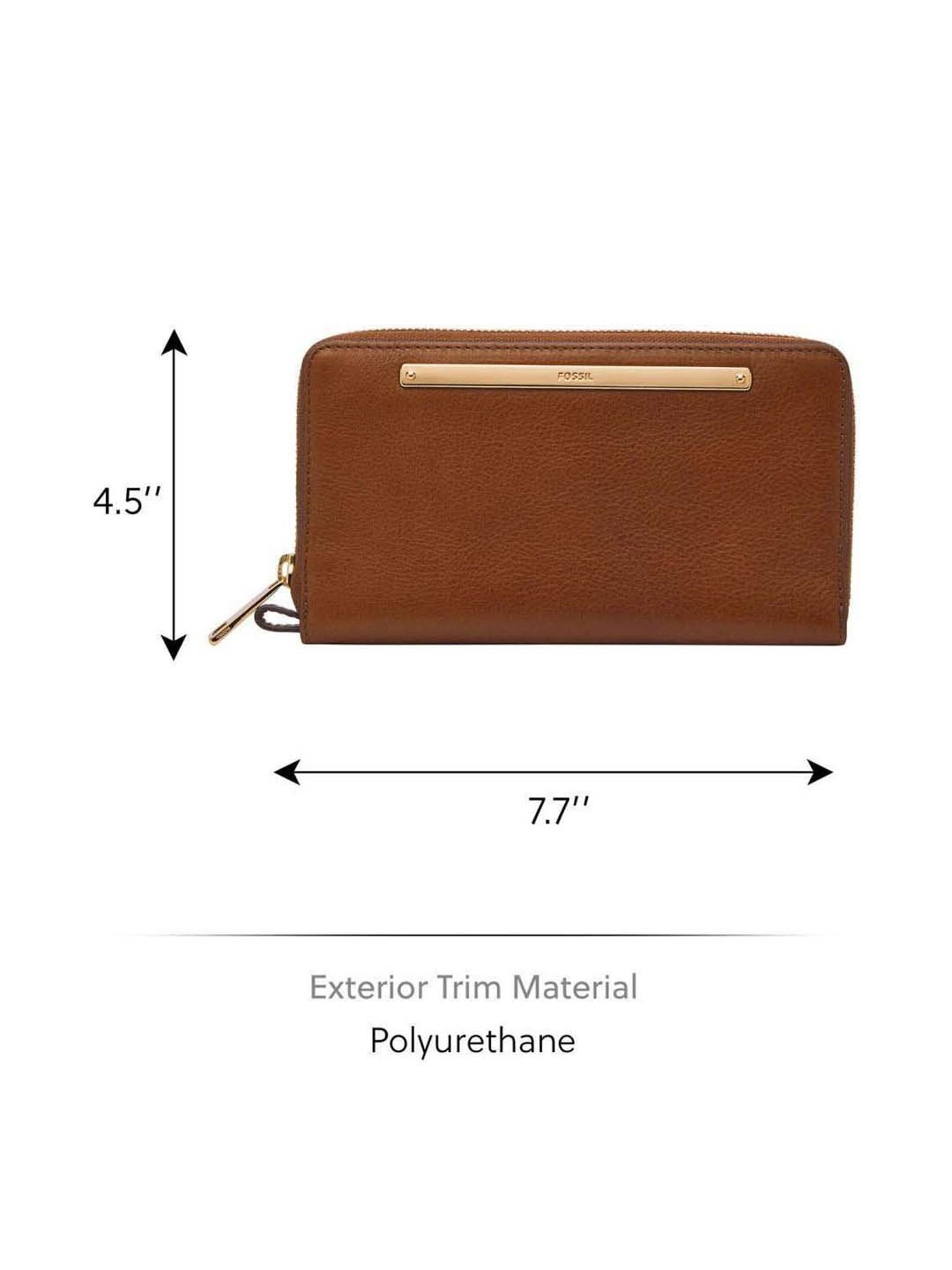 Fossil Liza Brown Solid Zip Around Wallet for Women