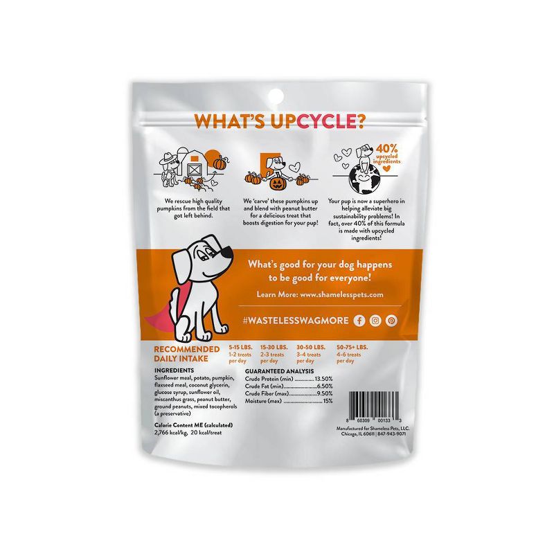 Shameless Pets Pumpkin Nut Partay Flavor Soft Baked Chewy Dog Treats - 6oz