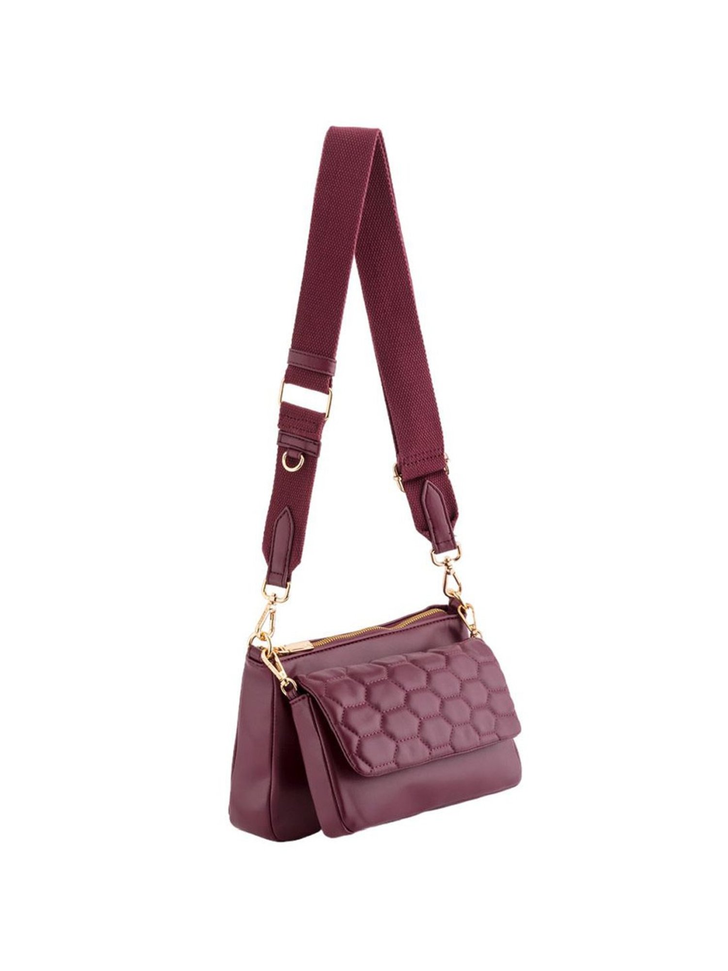 Carpisa Artemisia Plum Faux Leather Solid Sling Handbag with Pouch