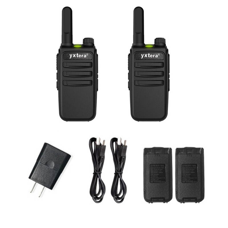 2pcs Mini walkie talkies Rechargeable Long Range with earpiece and mic, UHF Handheld Transceiver wokitokis radios with Li-ion Battery and Charger