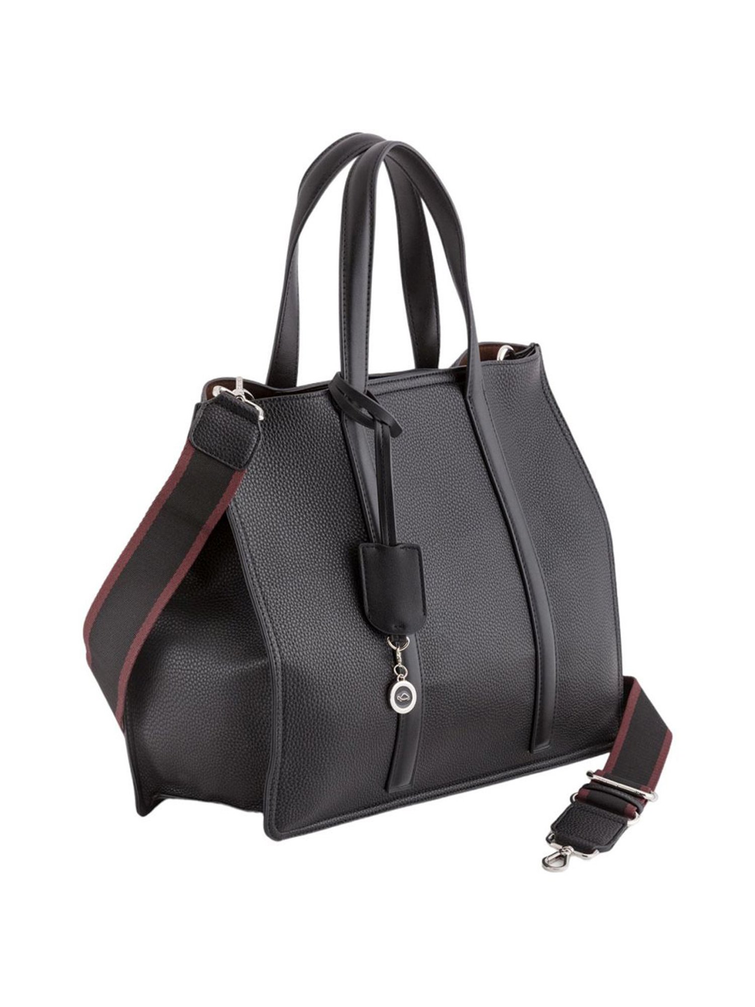 Carpisa New Waikiki Black Faux Leather Solid Tote Handbag