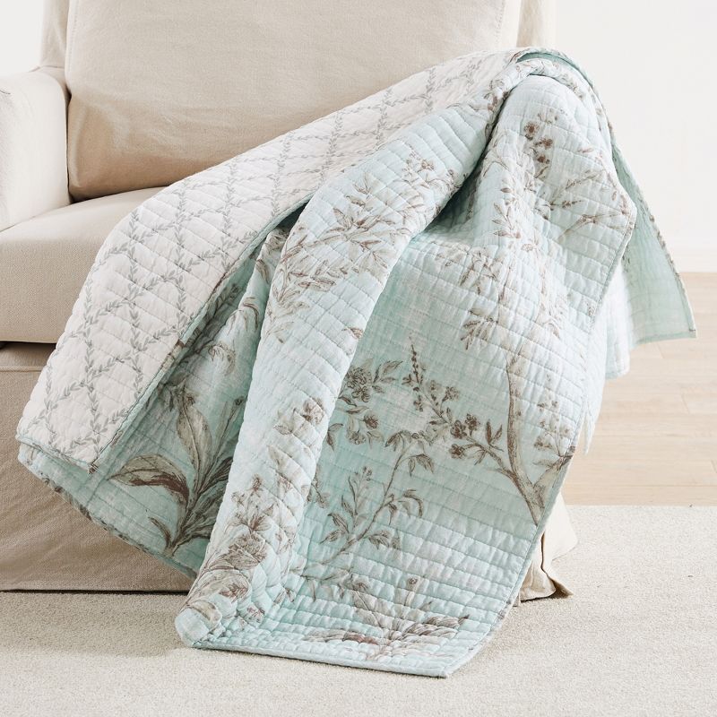 Cozette Bird Quilted Throw Teal - Levtex Home