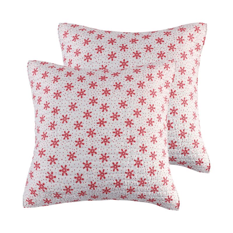 Let It Snow Holiday Euro Sham Set of 2 Red - Levtex Home