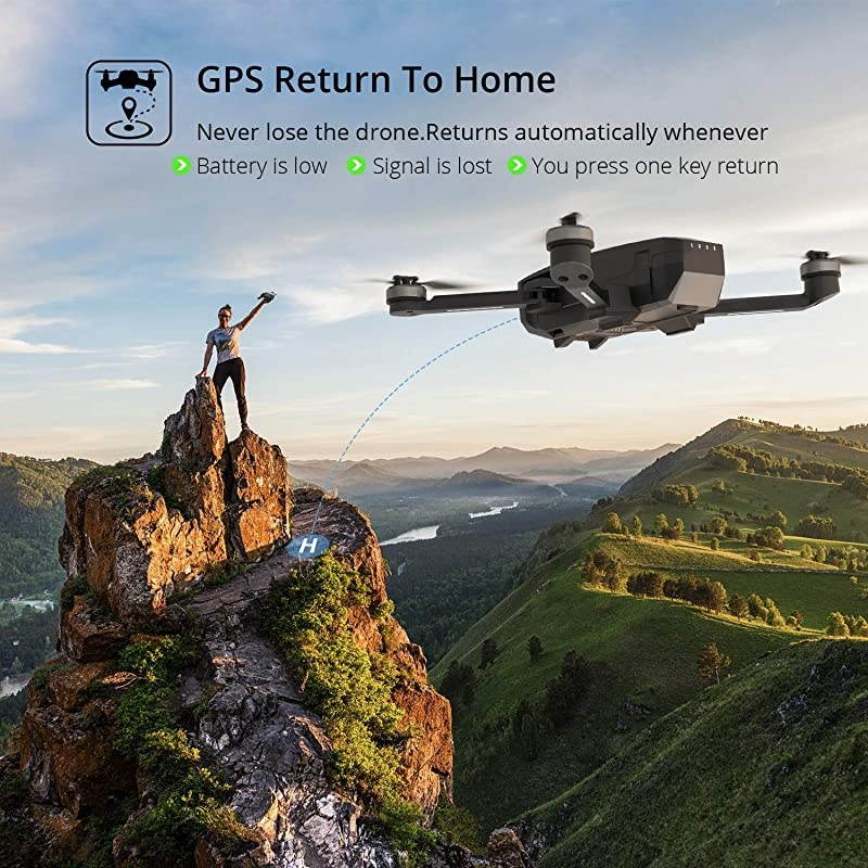 HS720 Foldable GPS Drone with 4K UHD Camera for Adults, Quadcopter with Brushless Motor, Auto Return Home, Follow Me, 26 Minutes Flight Time, Long Control Range, Includes Carrying Bag