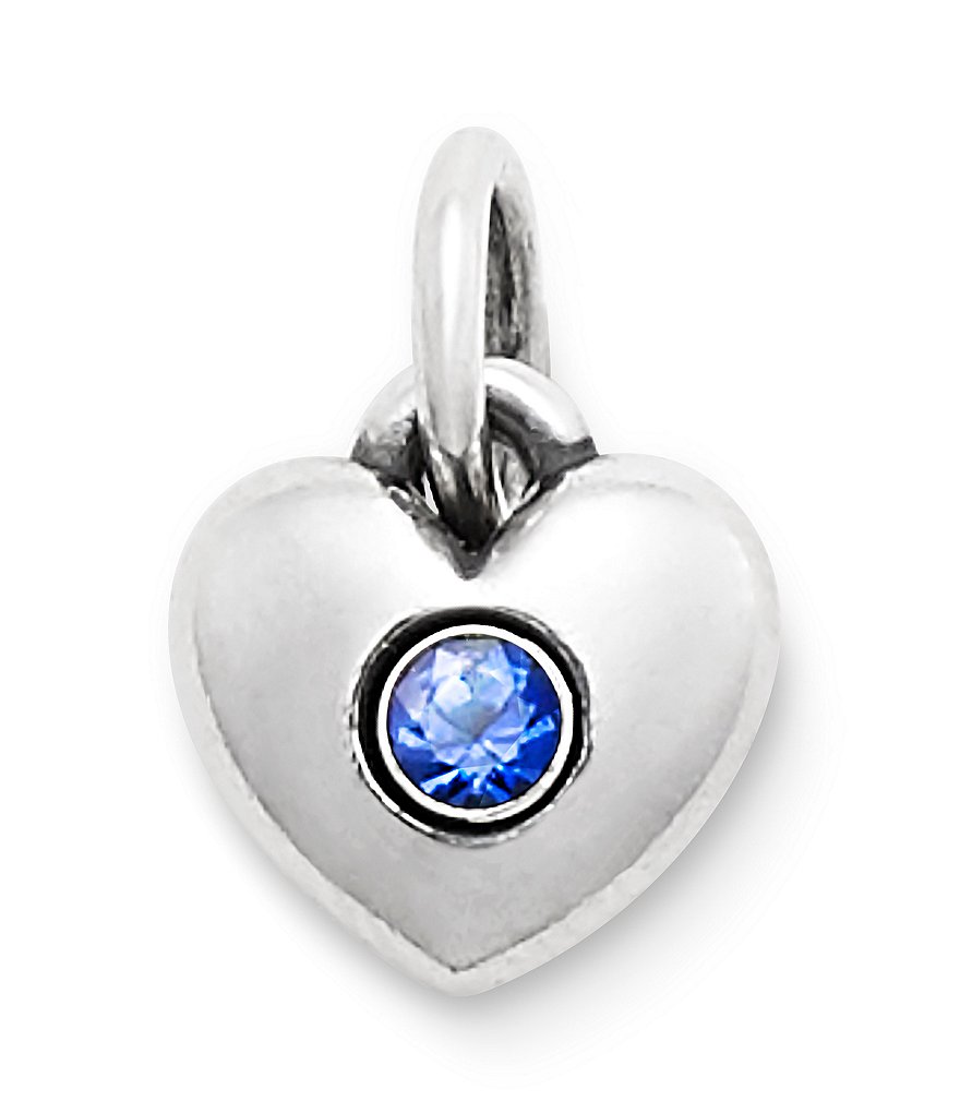 James Avery Keepsake Heart Charm September Birthstone with Blue Sapphire