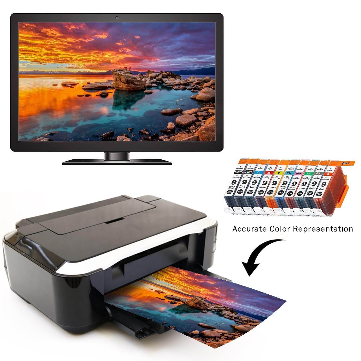 Limeink Compatible Ink Cartridge Replacements for PGI-9 PIXMA Pro 9500 (1 Each of Matte Black/Photo Black/Cyan / Yellow/Magenta / Photo Cyan/Photo Magenta/Green / Gray/Red, 10 Pack) Pixus