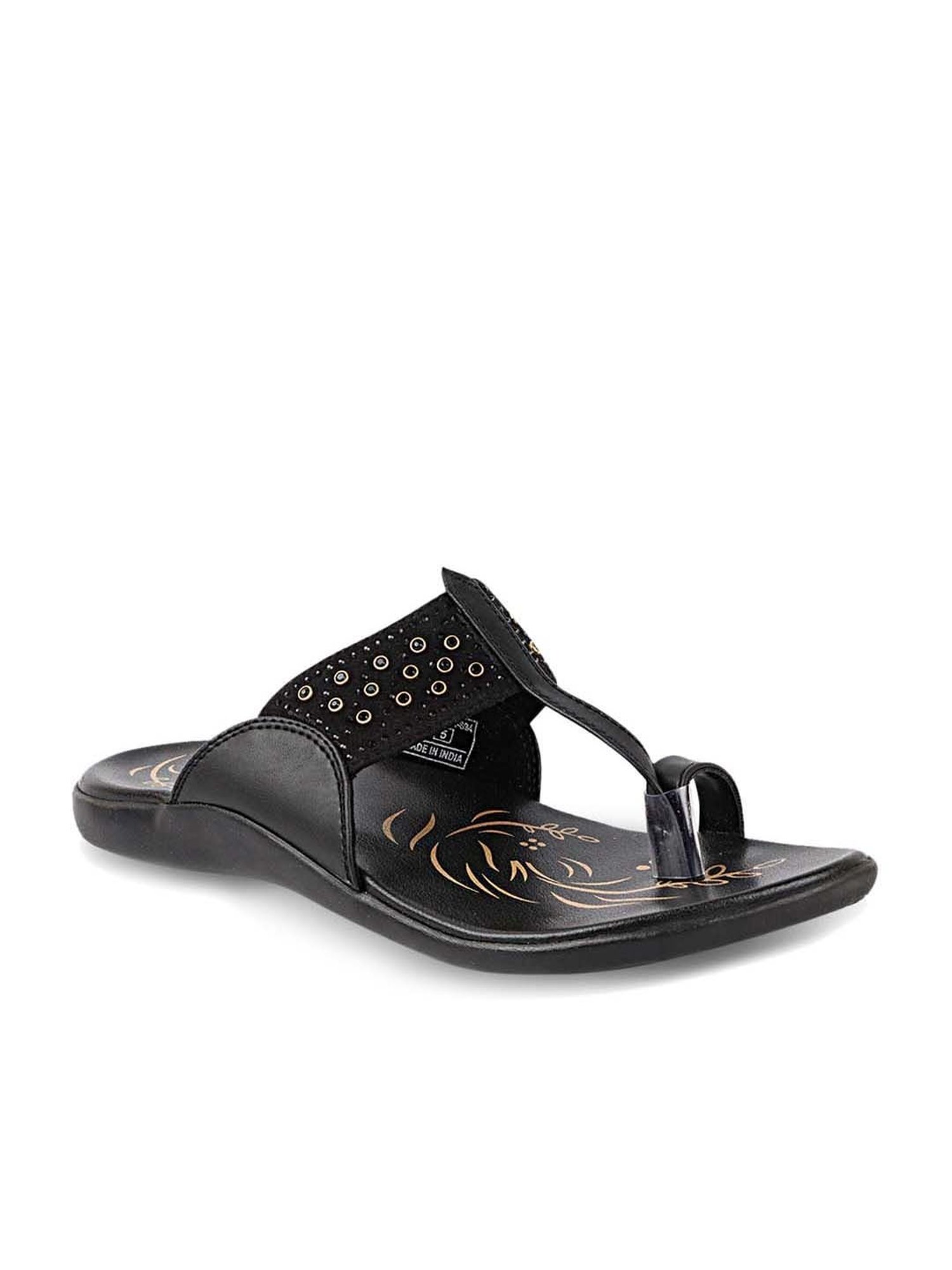 MediFeet Women's Black Toe Ring Sandals