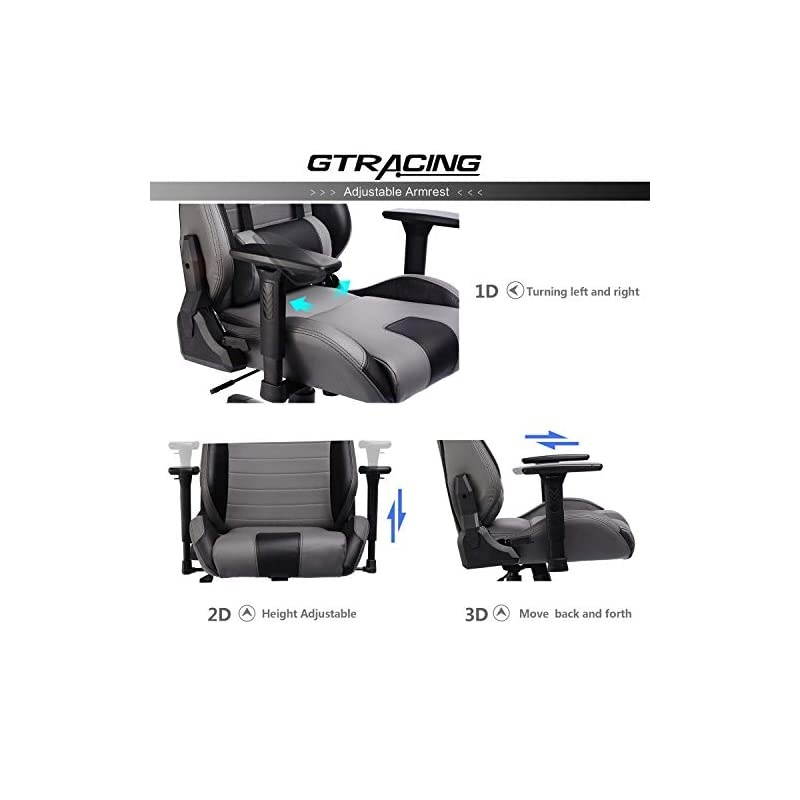 Gaming Chair Racing Style Recliner Seat Height Adjustment Computer Office Chair with Pillows GTF83 (Grey)