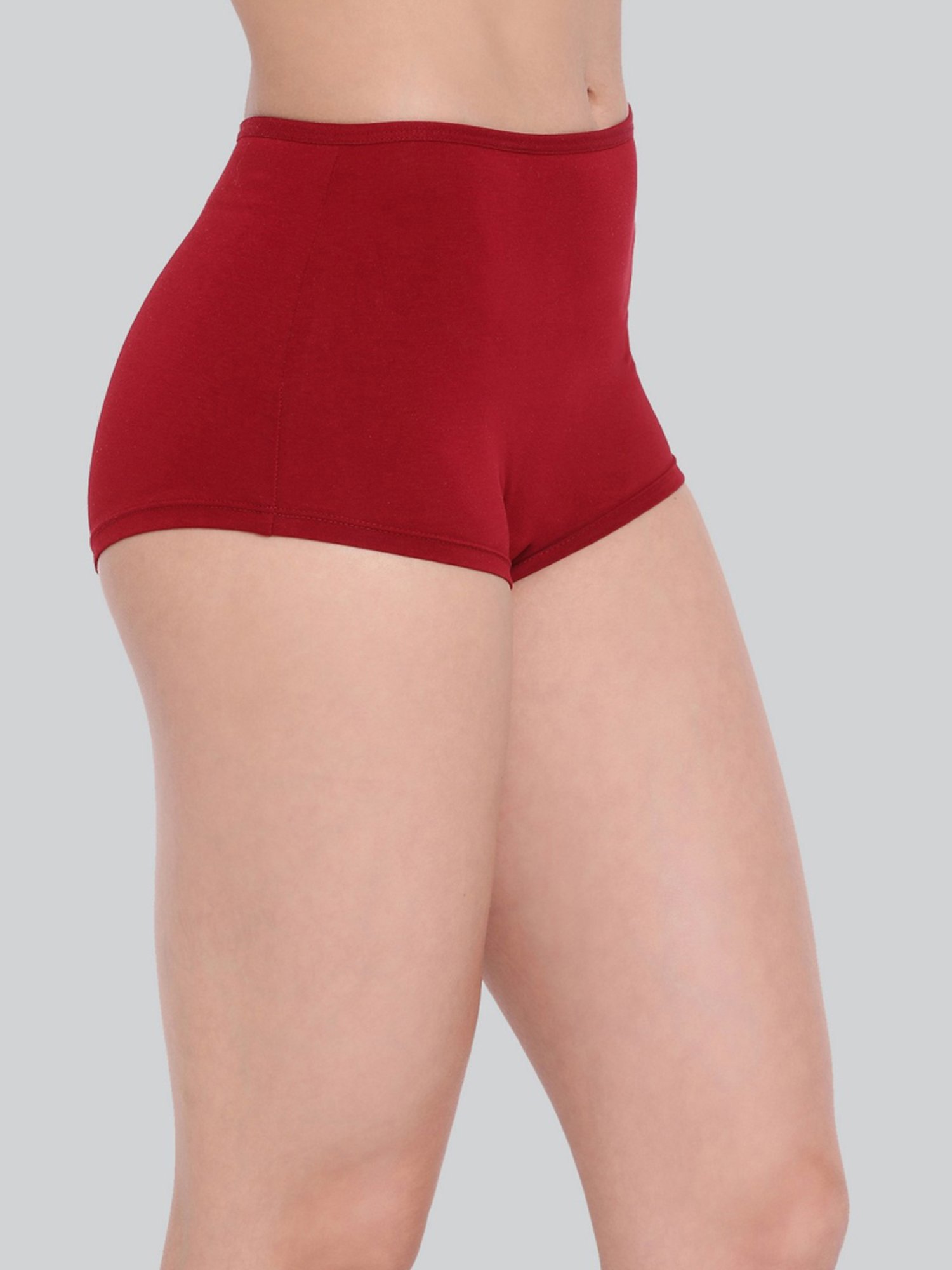 Lyra Red & Beige Cotton Boy Shorts Panties - Pack Of 2
