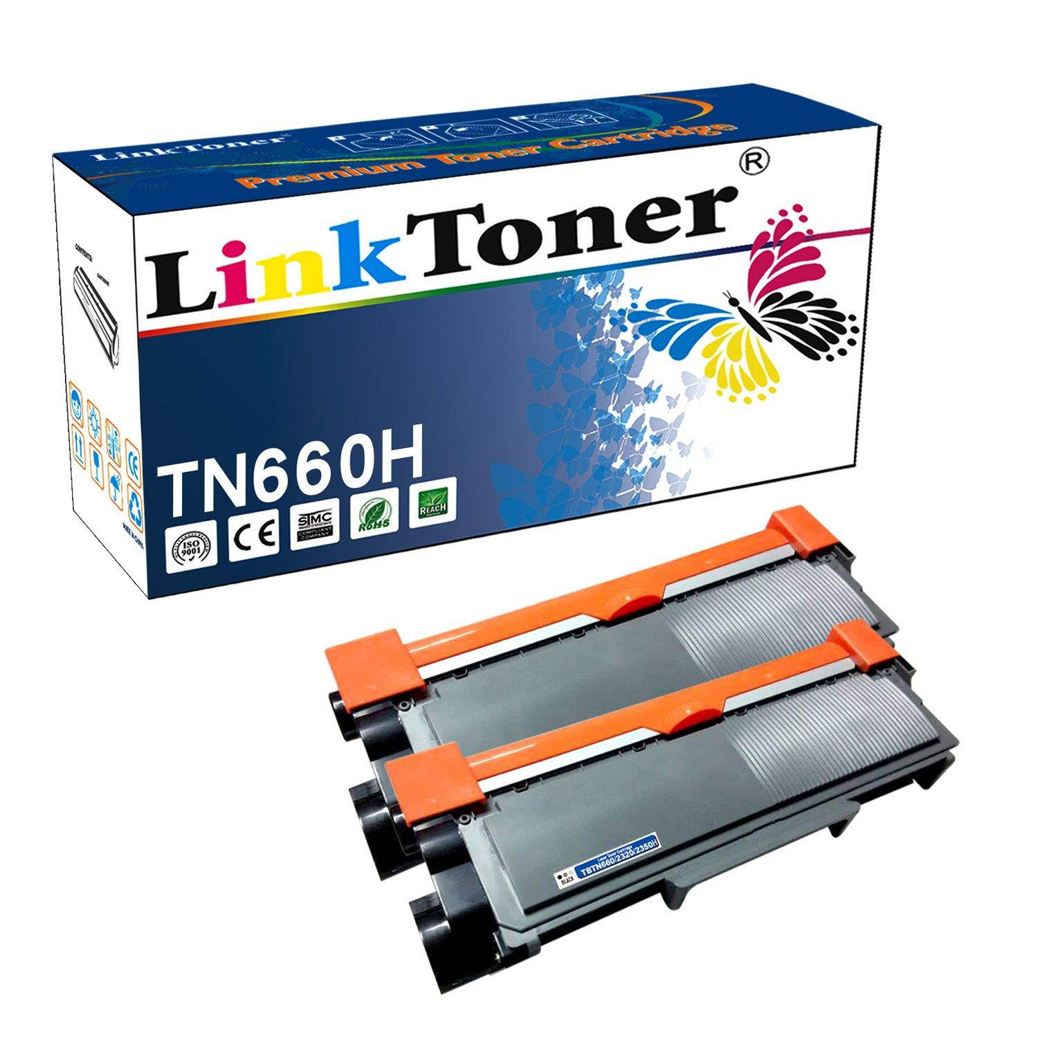 LinkToner Double High Yield TN660 H 2 Pack Compatible Toner Cartridge for Brother TN-630 & TN-660 BK Laser Printer HL-L2300D, HL-L2305W, HL-L2315DW