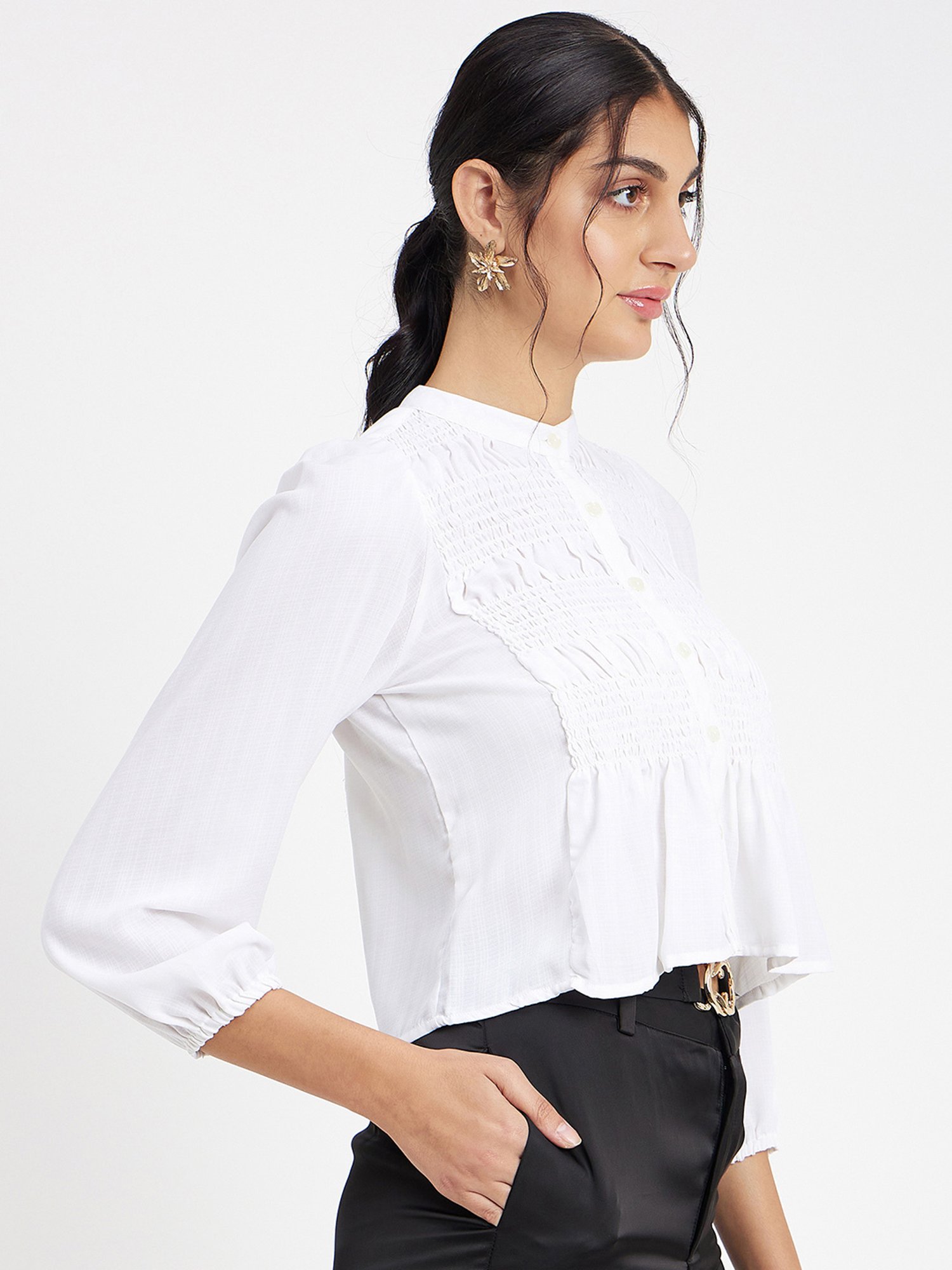 Camla White Regular Fit Shirt