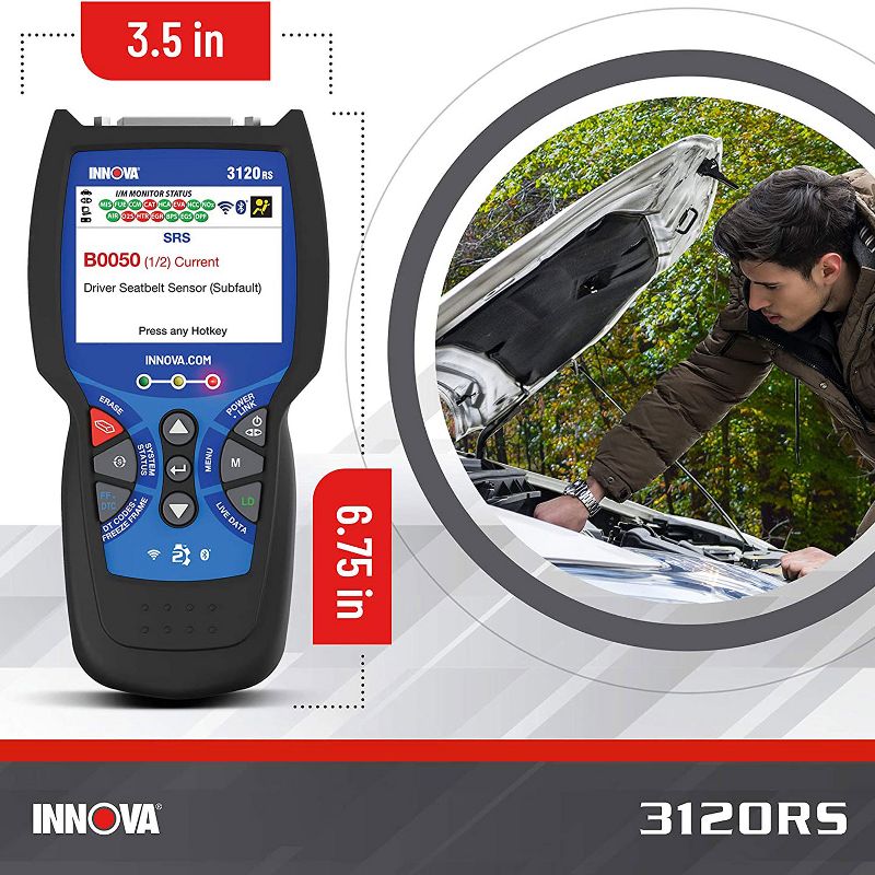 INNOVA 3120RS FixAssist OBD2 Scanner Code Reader Tool with Live Data, SRS/Airbag Code Readings, Oil Light Reset, and Battery System Check