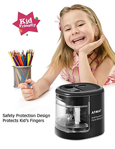Large Pencil Sharpener, Pencil Sharpener Large Hole for Kids, Small Electric Colored Pencil Sharpeners for Artists, 2 Holes, USB/Battery Operated for 6-12mm No.2 Pencils, Eyebrow Pencils, Soft Pencils