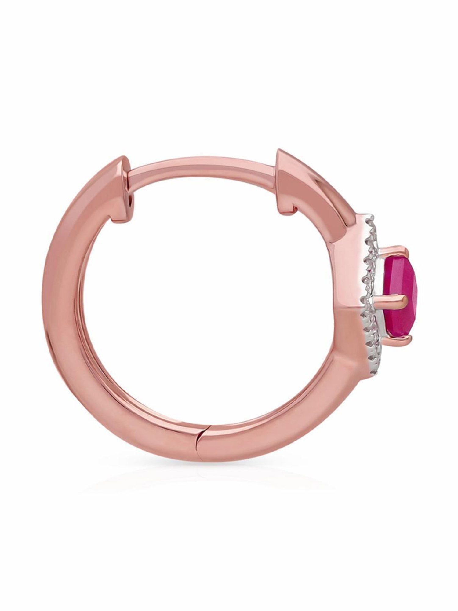 Malabar Gold and Diamonds 18k IGI Certified Diamond Rose Gold Hoop Earrings for Women