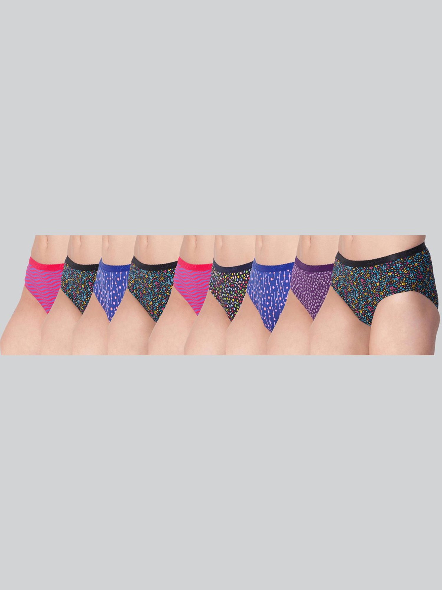 Lyra Assorted Color Cotton Printed Hipster Panties - Pack Of 9